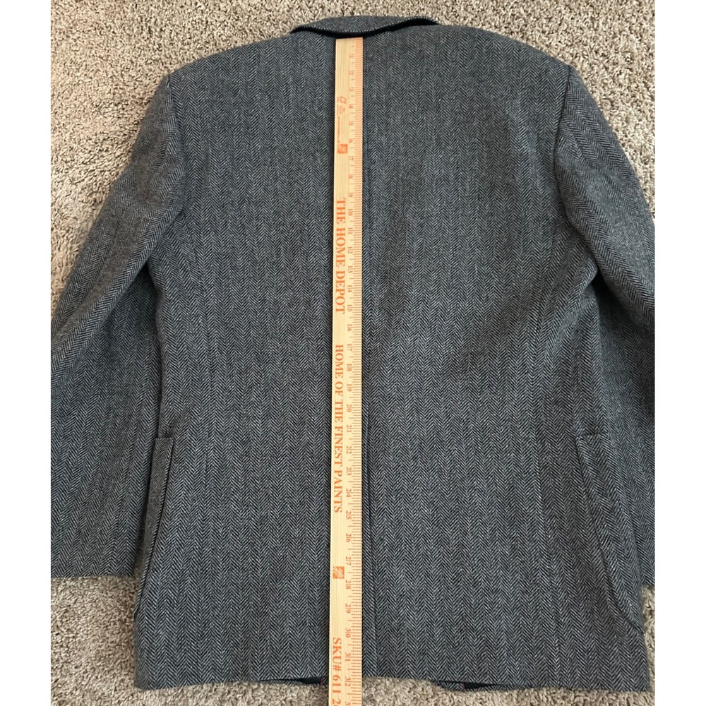 Yorkshire Hill Men's Herringbone Tweed Wool Blazer Jacket Classic Fit Grey 42L - Picture 11 of 13